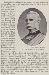 The late General J W S Smith by English Photographer