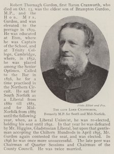 The Late Lord Cranworth, Formerly MP for South and Mid-Norfolk by English Photographer