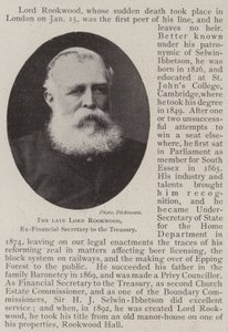 The late Lord Rookwood, Ex-Financial Secretary to the Treasury by English Photographer