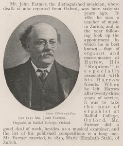 The late Mr John Farmer, Organist at Balliol College, Oxford by English Photographer