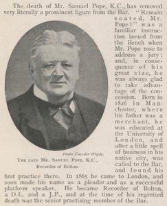 The late Mr Samuel Pope, Recorder of Bolton by English Photographer