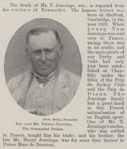 The late Mr Thomas Jennings, the Newmarket Trainer by English Photographer