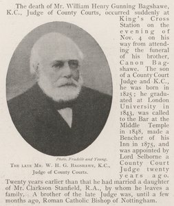 The late Mr W H G Bagshawe, KC, Judge of County Courts by English Photographer