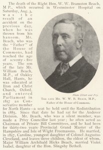 The late Mr W W B Beach, Father of the House of Commons by English Photographer