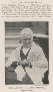 The late Mrs Elizabeth Hanbury, lived 108 Years