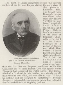 The late Prince Hohenlohe, German Chancellor by English Photographer