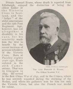 The late Private S Evans, the Oldest Scottish VC by English Photographer