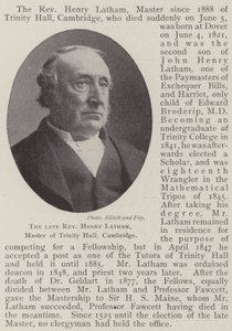 The late Reverend Henry Latham, Master of Trinity Hall, Cambridge by English Photographer