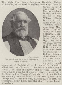 The late Right Reverend H B Bousfield, Bishop of Pretoria by English Photographer