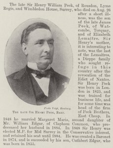 The late Sir Henry Peek, Baronet by English Photographer