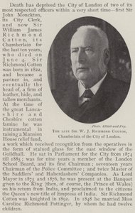 The late Sir W J Richmond Cotton, Chamberlain of the City of London by English Photographer