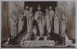 The royal family in their coronation robes by English Photographer