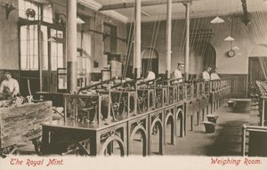 The weighing room of the Royal Mint, London by English Photographer