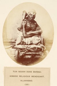 Tun Sookh Doss Bairago, Hindu Religious Mendicant, Allahabad, from The People of India, by J. Forbes Watson, published 1868