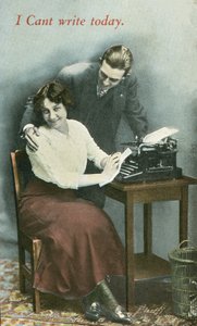 Typist Being Distracted by English Photographer