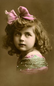 Victorian Girl with a Pink Bow in Her Hair by English Photographer