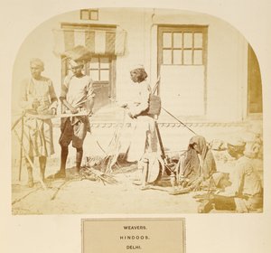 Weavers, Hindoos, Delhi, from The People of India, by J. Forbes Watson, published 1868 by English Photographer
