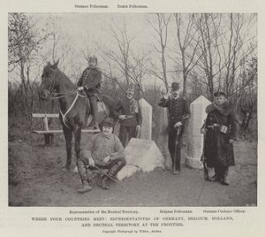 Where Four Countries Meet, Representatives of Germany, Belgium, Holland, and Neutral Territory at the Frontier by English Photographer
