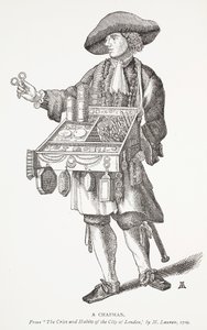 A Chapman, frontispiece illustration from Chap-books of the Eighteenth Century by John Ashton, pub. 1882 by English School
