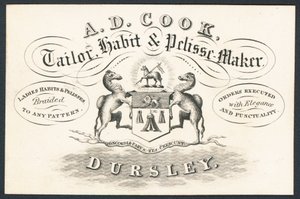 A D Cook, tailor, habit and pelisse maker by English School
