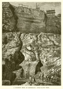 A Diamond Mine at Kimberley, Griqualand West by English School