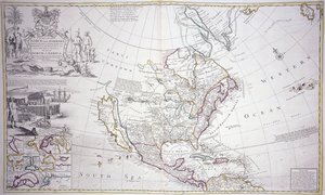 A Double-Page Map of North America by English School