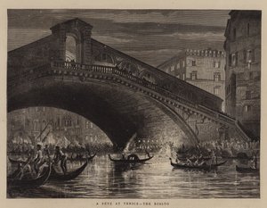 A Fete at Venice, the Rialto by English School