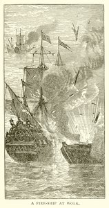 A Fire-Ship at Work by English School