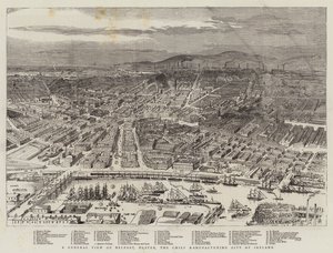 A General View of Belfast, Ulster, the Chief Manufacturing City of Ireland by English School