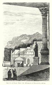 A Greek Tomb, the Monument of Themistocles, Athens by English School