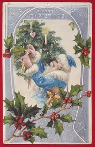 A Happy Christmas, Victorian Card by English School
