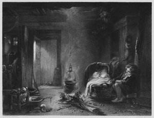 A Highland Cottage, from the picture in the Vernon Gallery by English School