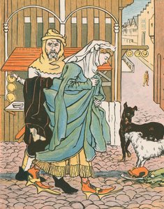 A Lady Crossing the Street in the Olden Time