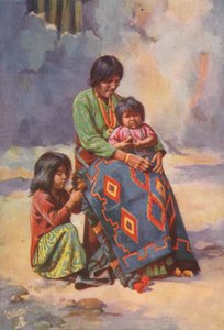 A Navajo Indian squaw and children