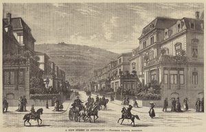 A New Street in Stuttgart (engraving) by English School