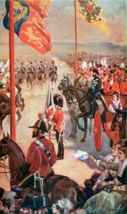 A Review at Aldershot, May, 1874 by English School