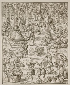 A Royal Picnic, plate from Noble Art of Venerie and Hunting by George Turberville, 1575 by English School