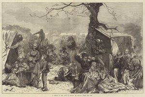 A Sketch in the Camp of Refuge at Chicago, after the Fire by English School