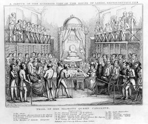 A Sketch of the Interior View of the House of Lords, representing the Trial of Her Majesty Queen Caroline, pub. 1820