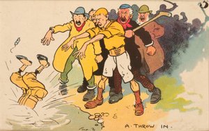 A Throw In, mounted postcard