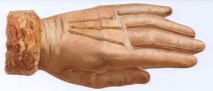 A Victorian Die-Cut Shape Card of a Glove Edged with Fur, c.1880