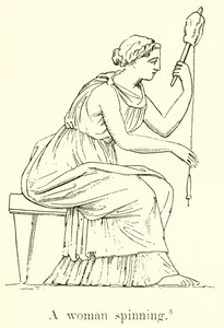 A Woman Spinning by English School