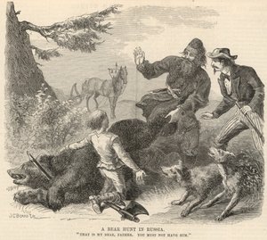 A Bear Hunt in Russia by English School