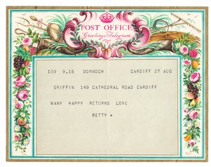 A birthday greetings telegram, c.1950