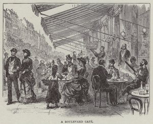 A boulevard cafe (engraving) by English School
