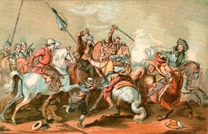 A cavalry skirmish by English School