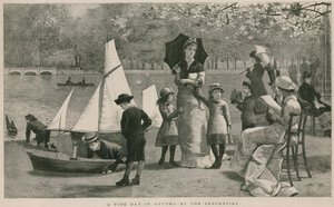A Fine Day in Autumn by the Serpentine, Hyde Park, London by English School