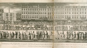A geometrical view of the grand procession of the Scald Miserable Masons, Somerset House, London by English School
