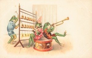 A Group of Musical Frogs by English School