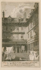 A house on the corner of Breakneck Stairs, Green Harbour Court, Old Bailey, London by English School